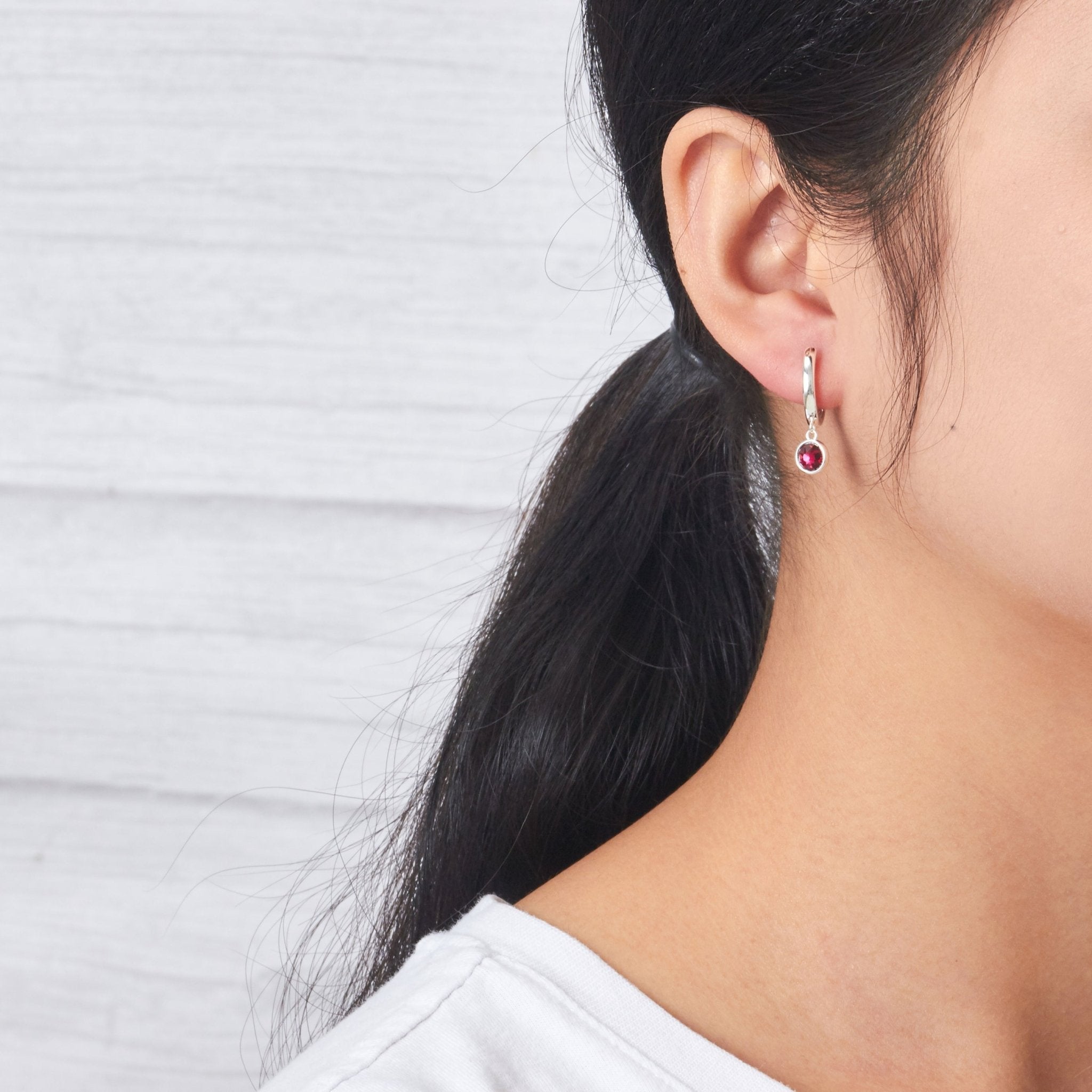 Red Crystal Hoop Earrings Created with Zircondia® Crystals