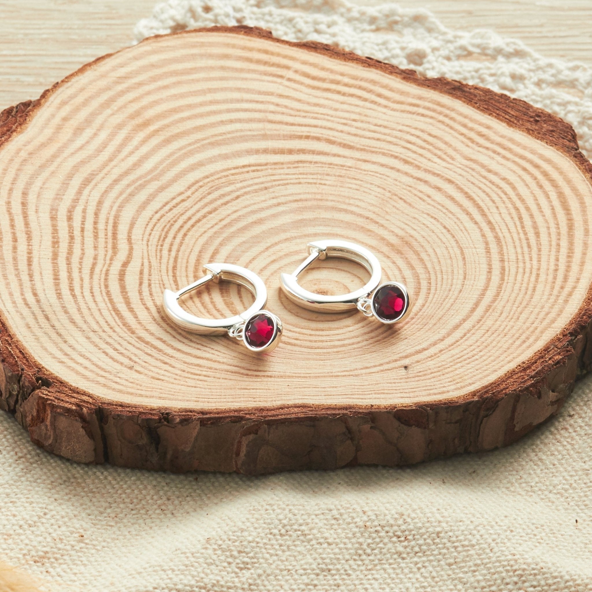 Red Crystal Hoop Earrings Created with Zircondia® Crystals