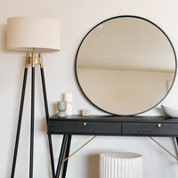 Rei 90cm Round Black Metal Wall Mirror - Modern Home Essential