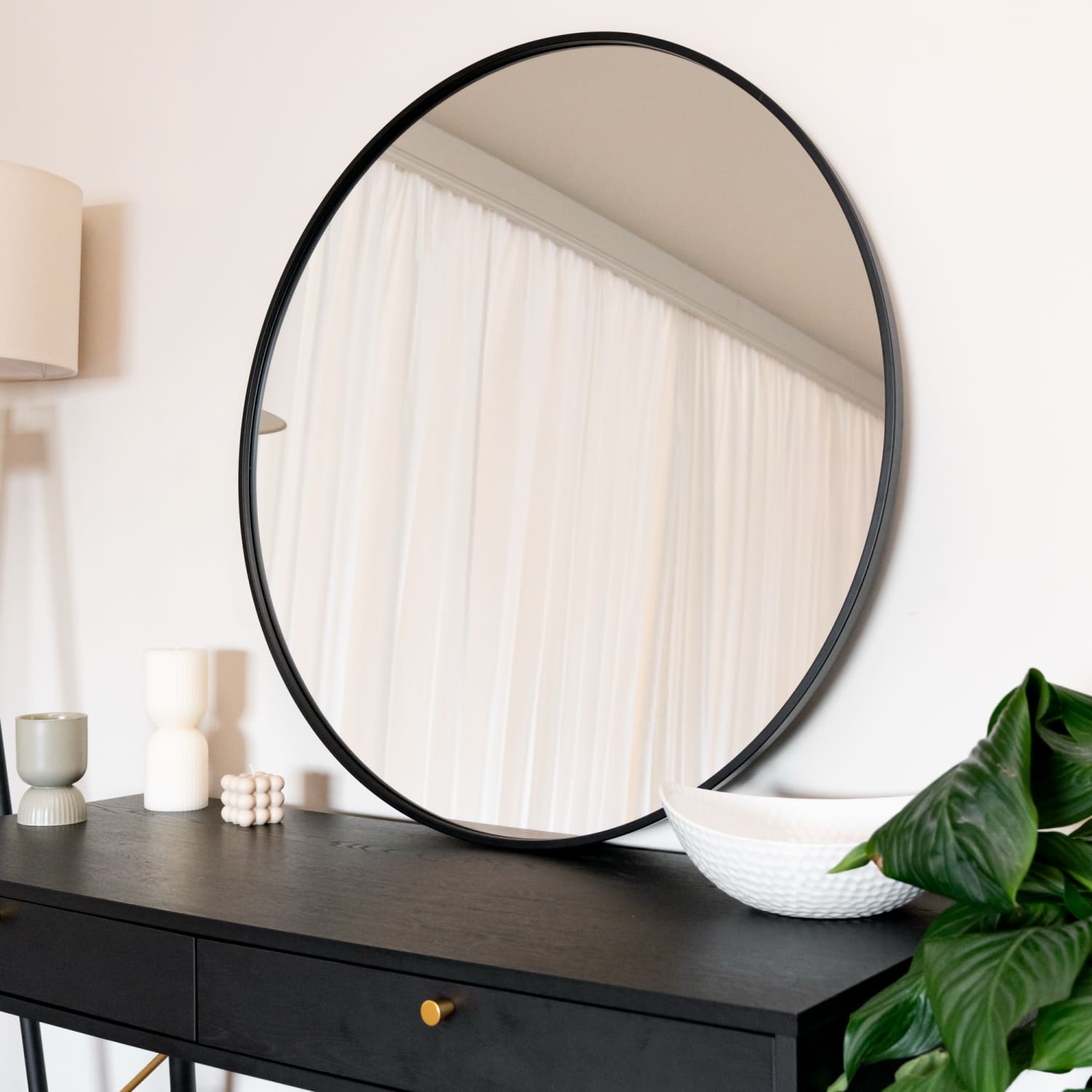 Rei - Large Round Black Metal Circle Mirror - 90cm x 90cm