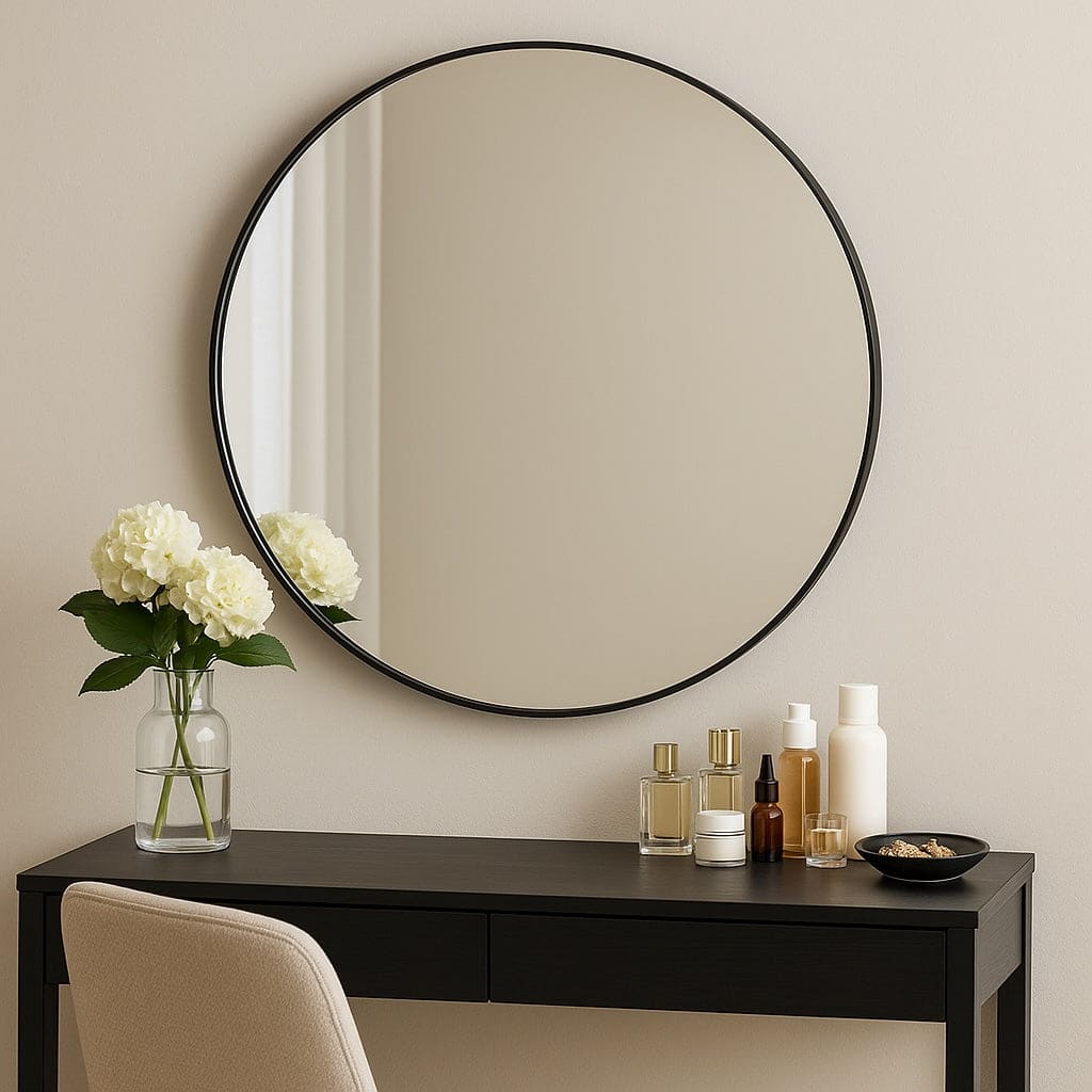 Rei - Round Black Metal Circle Mirror - 70cm x 70cm