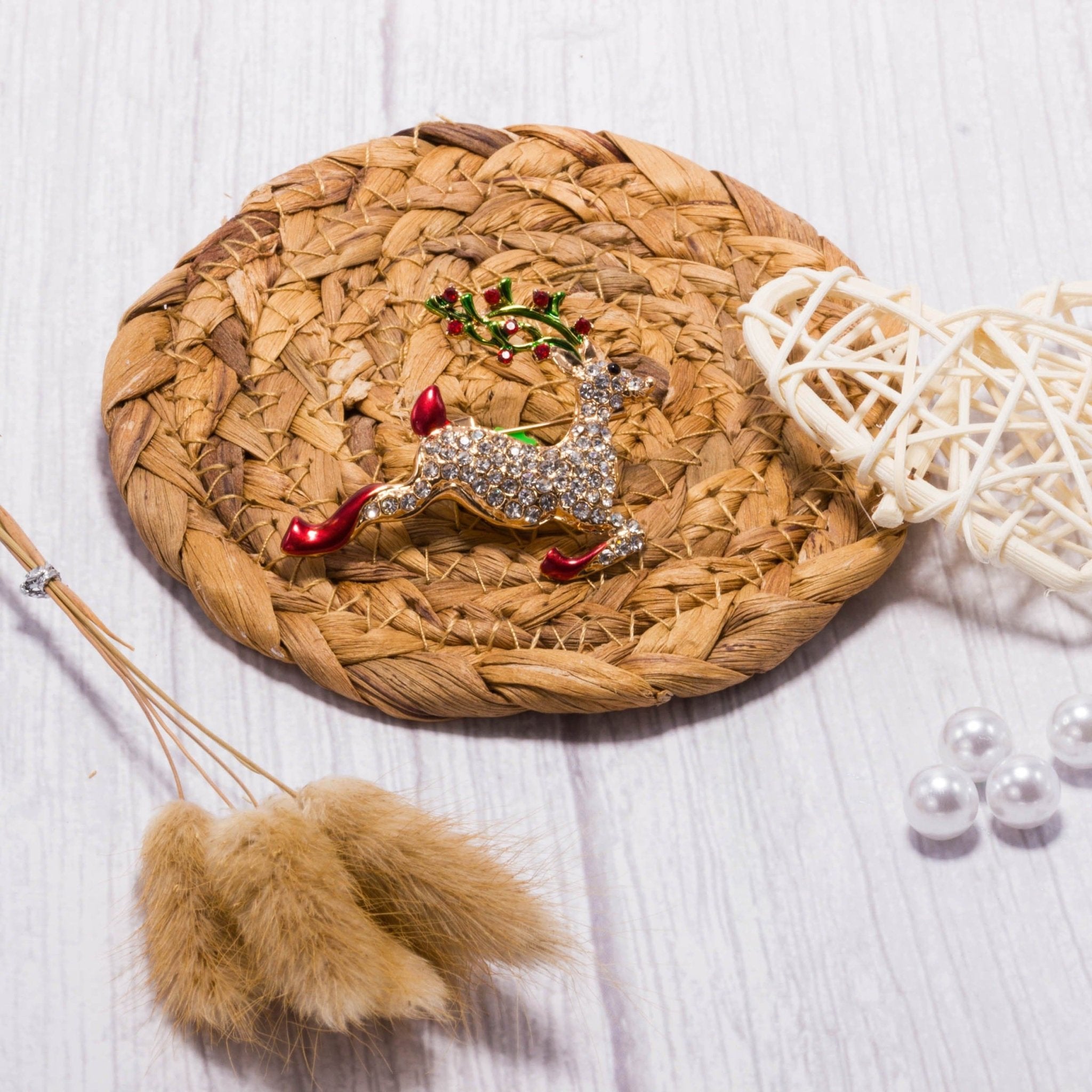 Reindeer Christmas Brooch