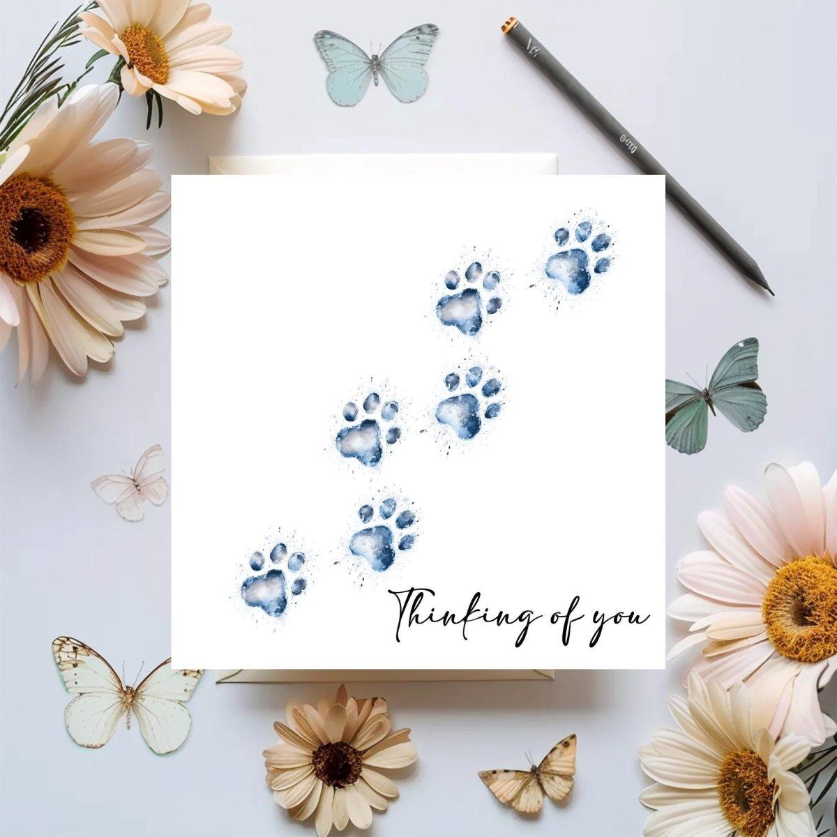 Cat Pawprint Pet Sympathy Card - Thinking of You