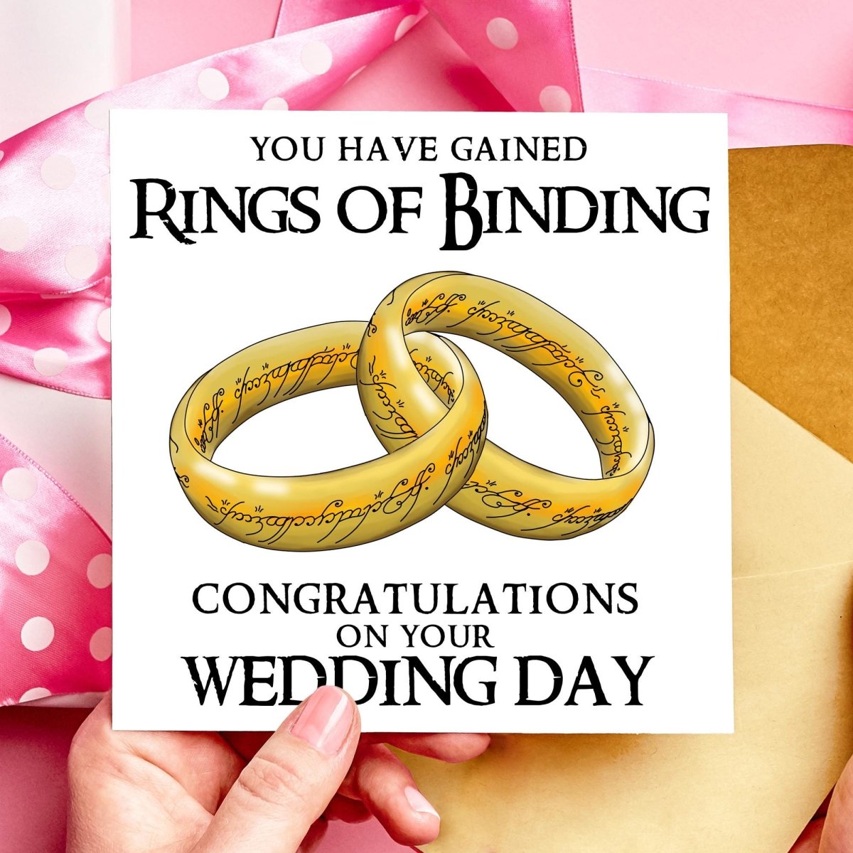 Congratulations LoTR Rings of Binding Wedding Card