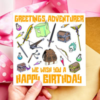 Greetings Adventurer We wish you a Happy Birthday DnD Card