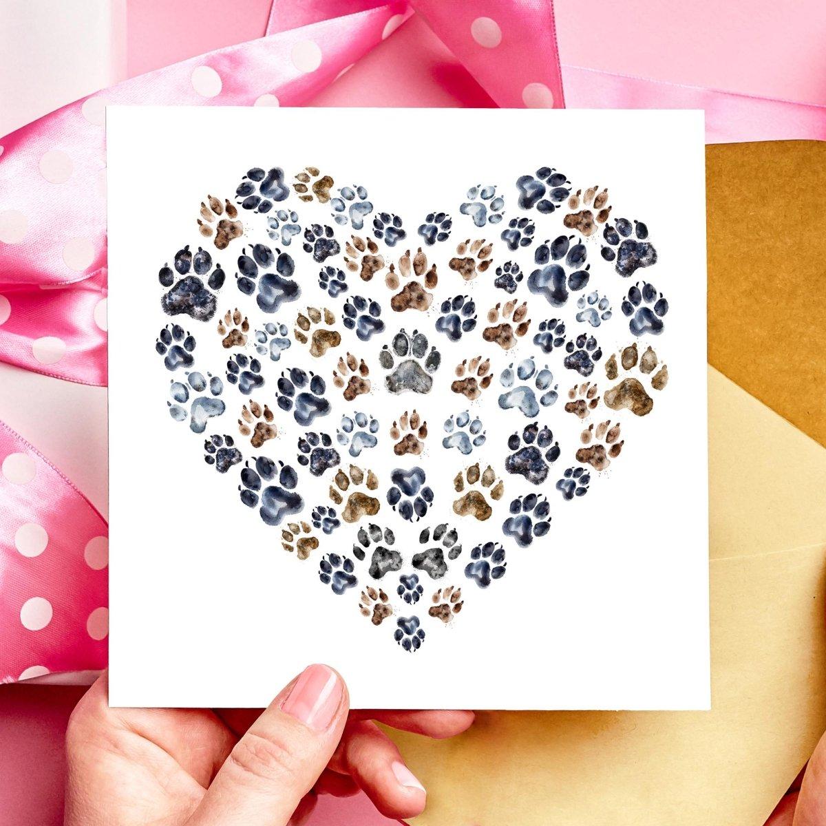 Pawprint Heart Pet Sympathy Card