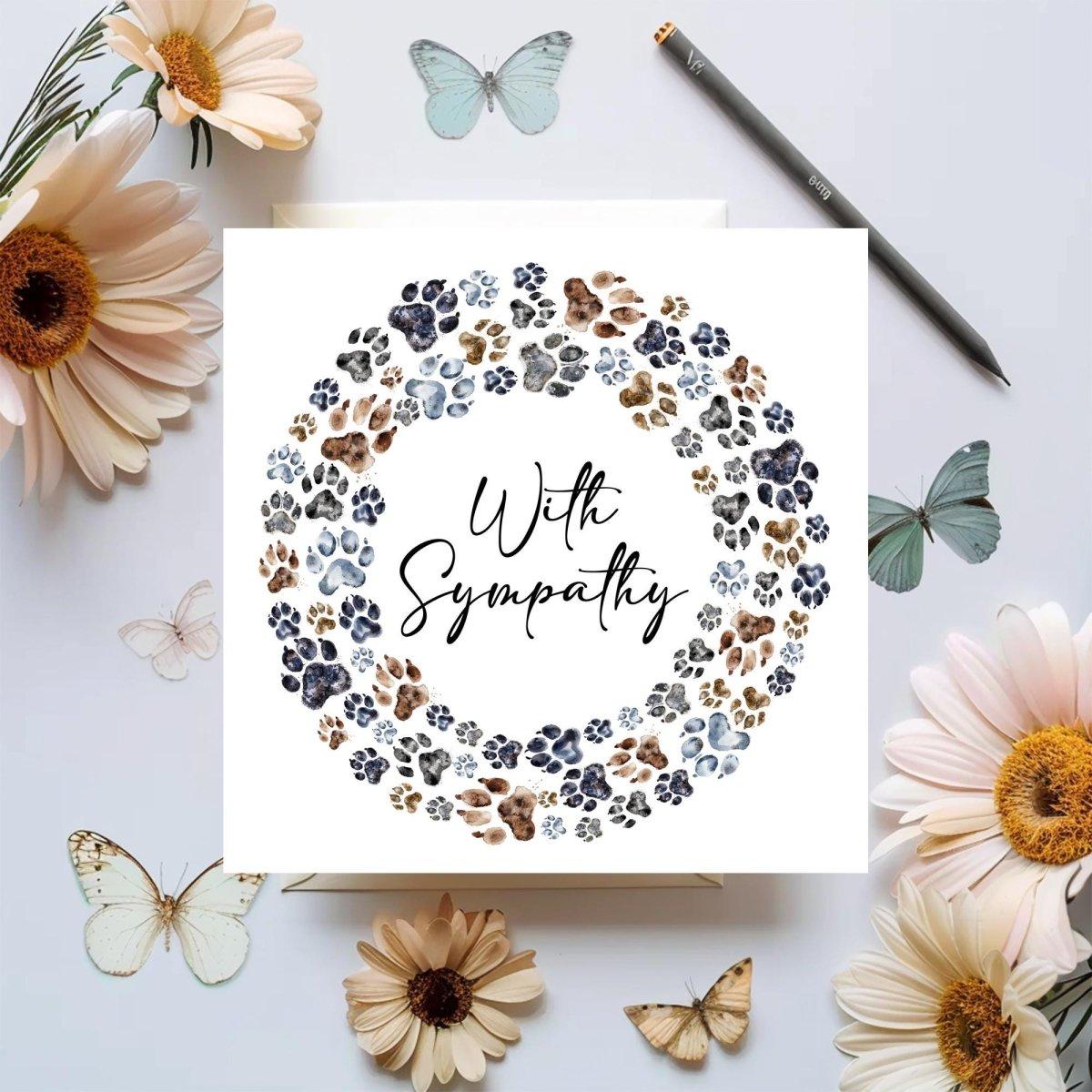 Pawprint Heart Wreath Pet Sympathy Card