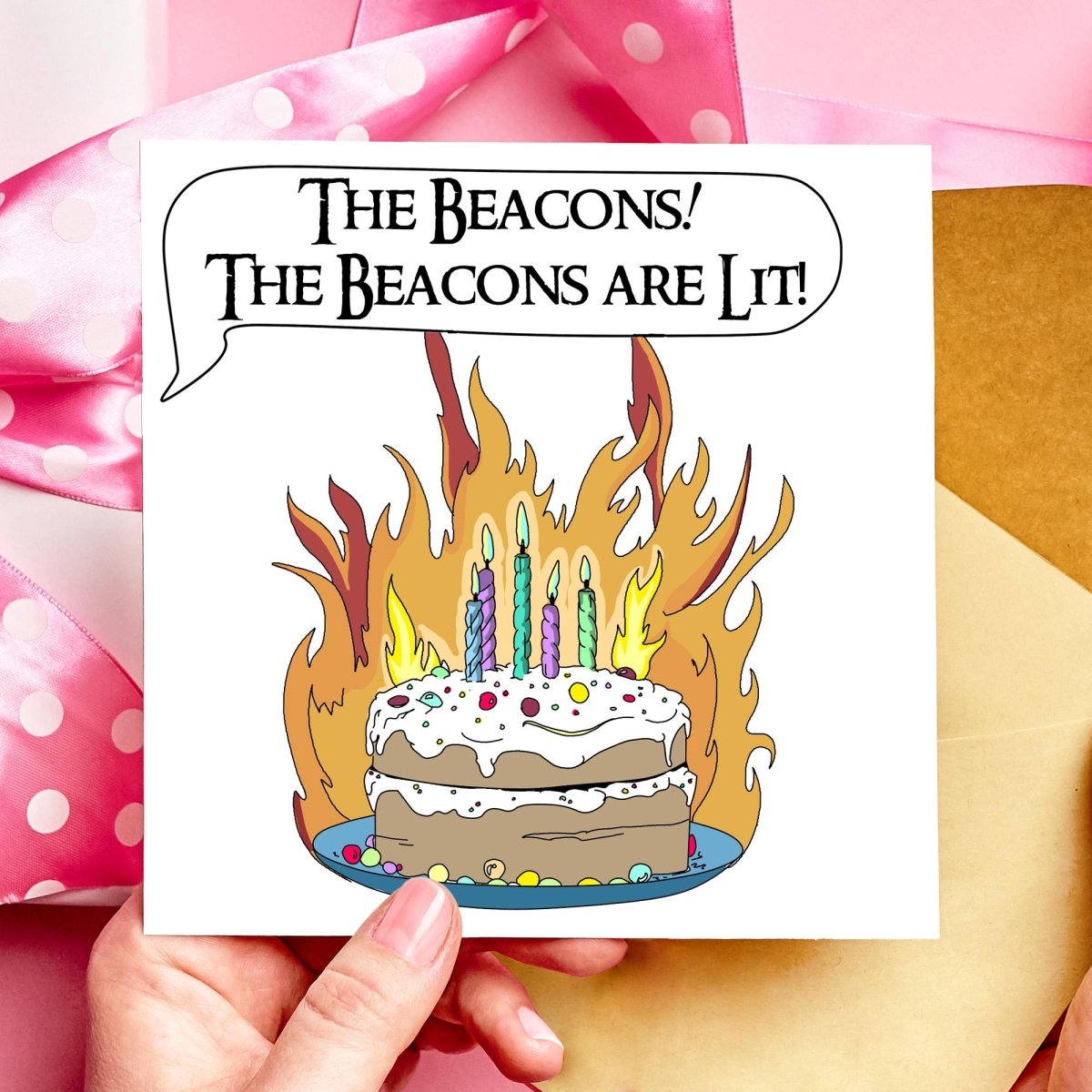 The Beacons Are Lit! Funny Lord of the Rings Birthday Card