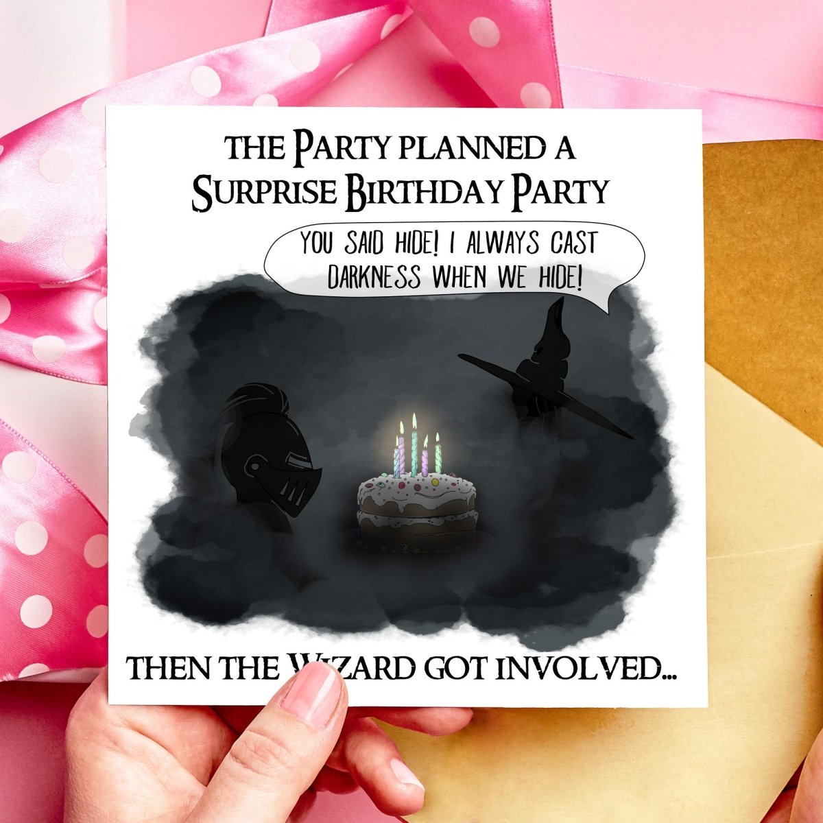 Wizard Casts Darkness Funny DnD Birthday Card