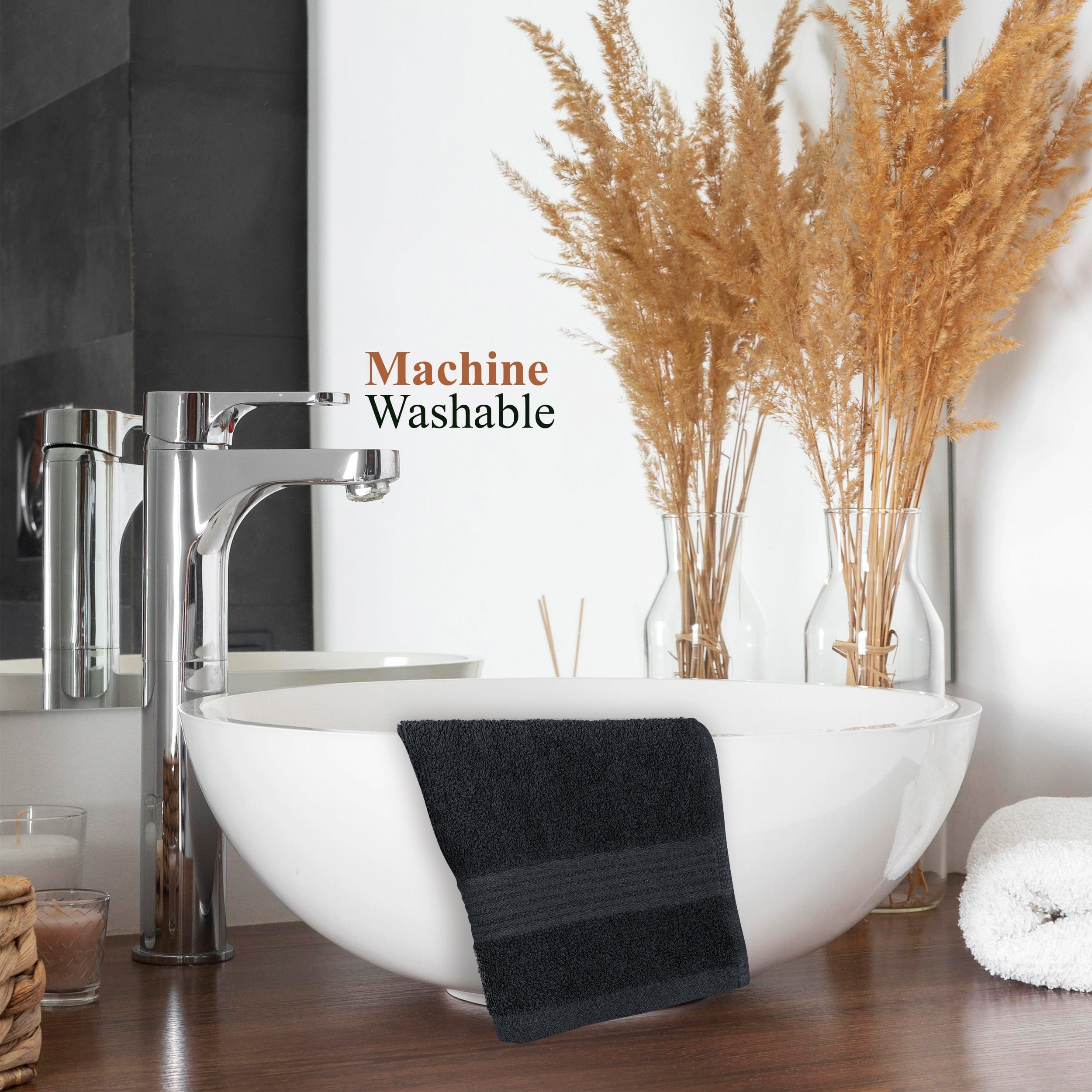 Rhodes Towel Black 100% Cotton Hotel Quality Soft Super Absorbent Hand Bath Towels, Sheets & Face Cloths by OLIVIA ROCCO