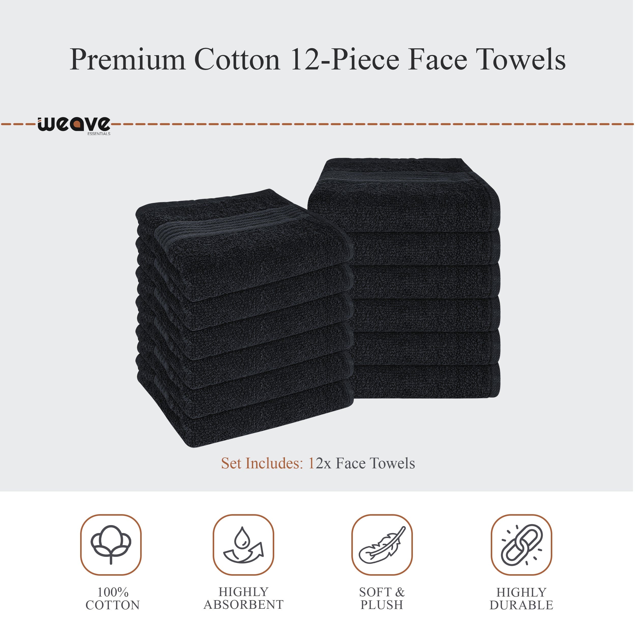 Rhodes Towel Black 100% Cotton Hotel Quality Soft Super Absorbent Hand Bath Towels, Sheets & Face Cloths by OLIVIA ROCCO