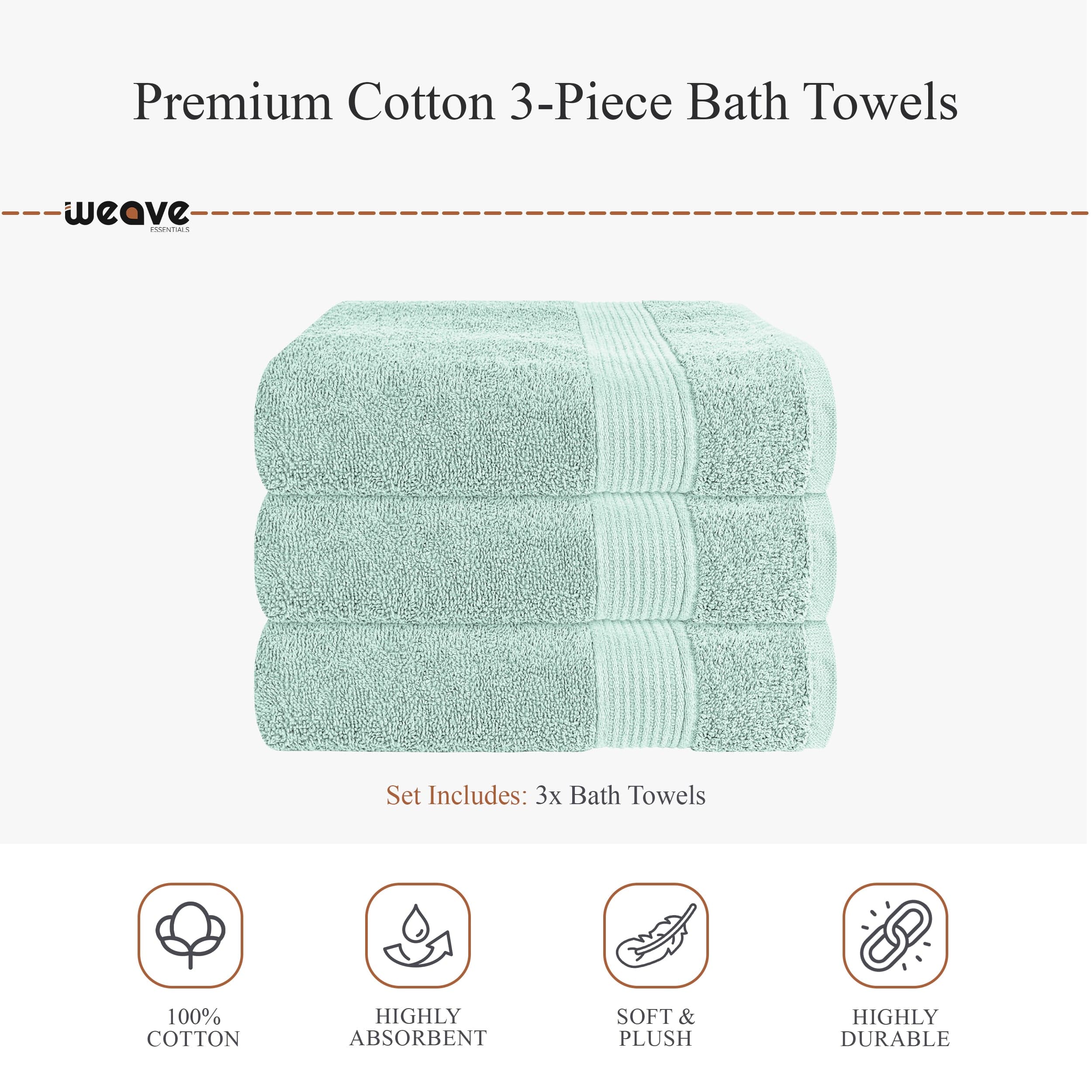 Rhodes Towel Seafoam 100% Cotton Hotel Quality Soft Super Absorbent Hand Bath Towels, Sheets & Face Cloths by OLIVIA ROCCO