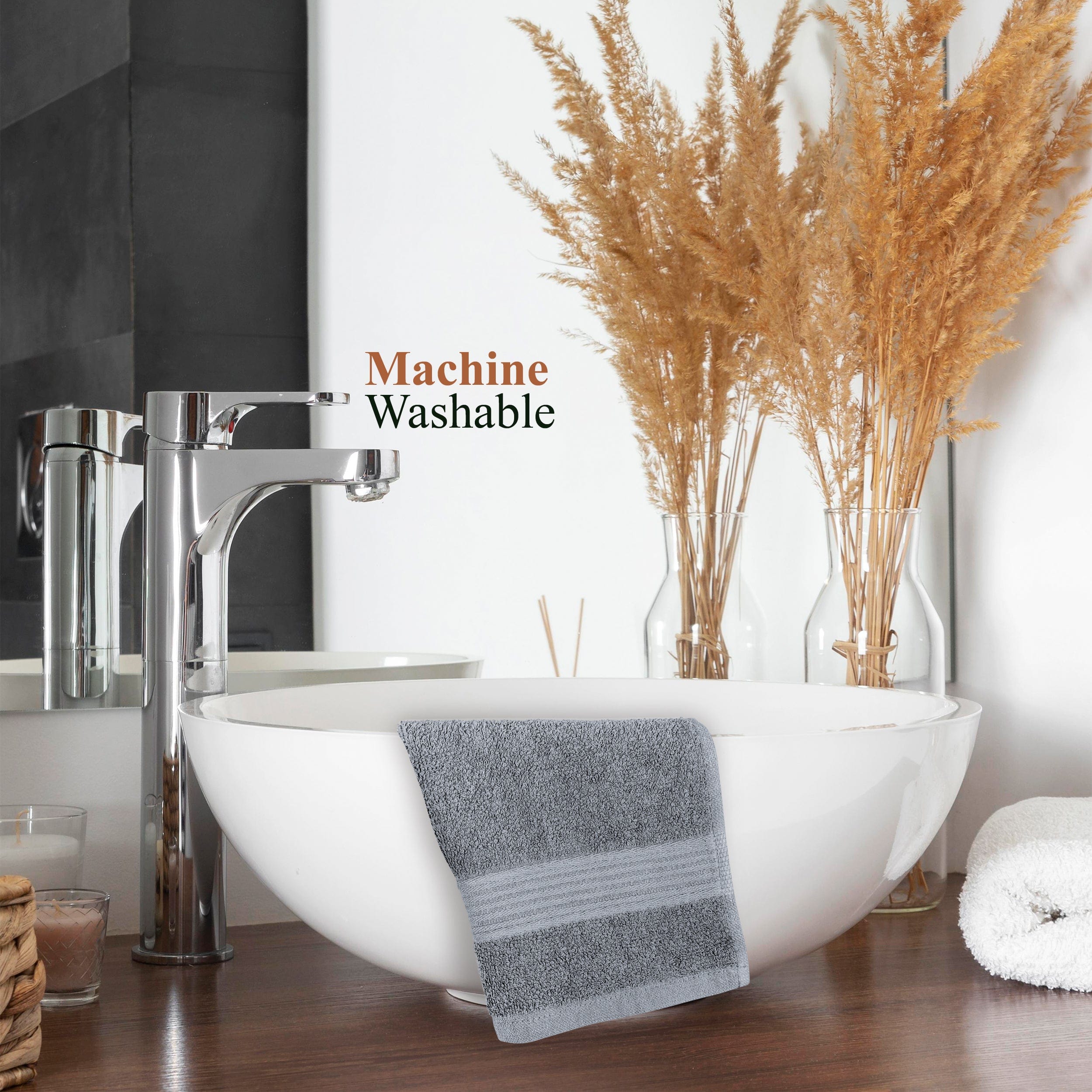 Rhodes Towel Silver 100% Cotton Hotel Quality Soft Super Absorbent Hand Bath Towels, Sheets & Face Cloths by OLIVIA ROCCO