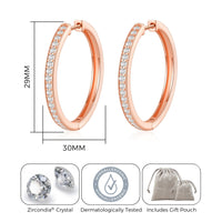 Rose Gold Plated 30mm Hoop Earrings Created with Zircondia® Crystals