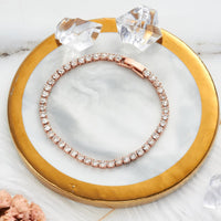 Rose Gold Plated 3mm Tennis Bracelet Created with Zircondia® Crystals