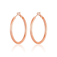 Rose Gold Plated 40mm Diamond Cut Hoop Earrings