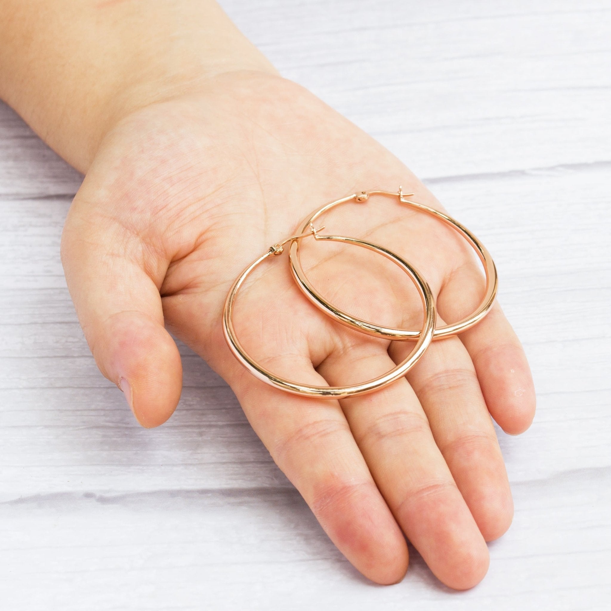 Rose Gold Plated 50mm Hoop Earrings
