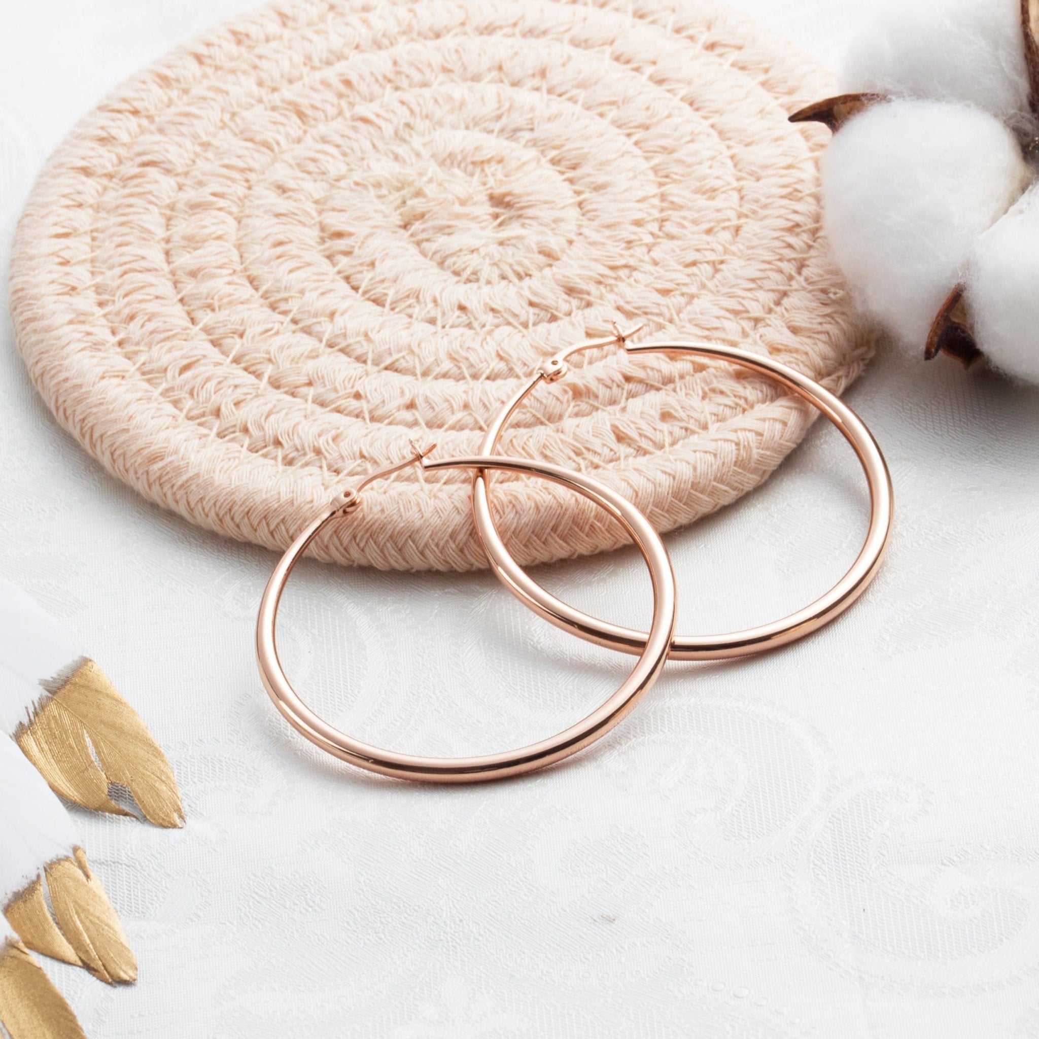 Rose Gold Plated 50mm Hoop Earrings