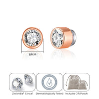 Rose Gold Plated 6mm Magnetic Clip On Earrings Created with Zircondia® Crystals
