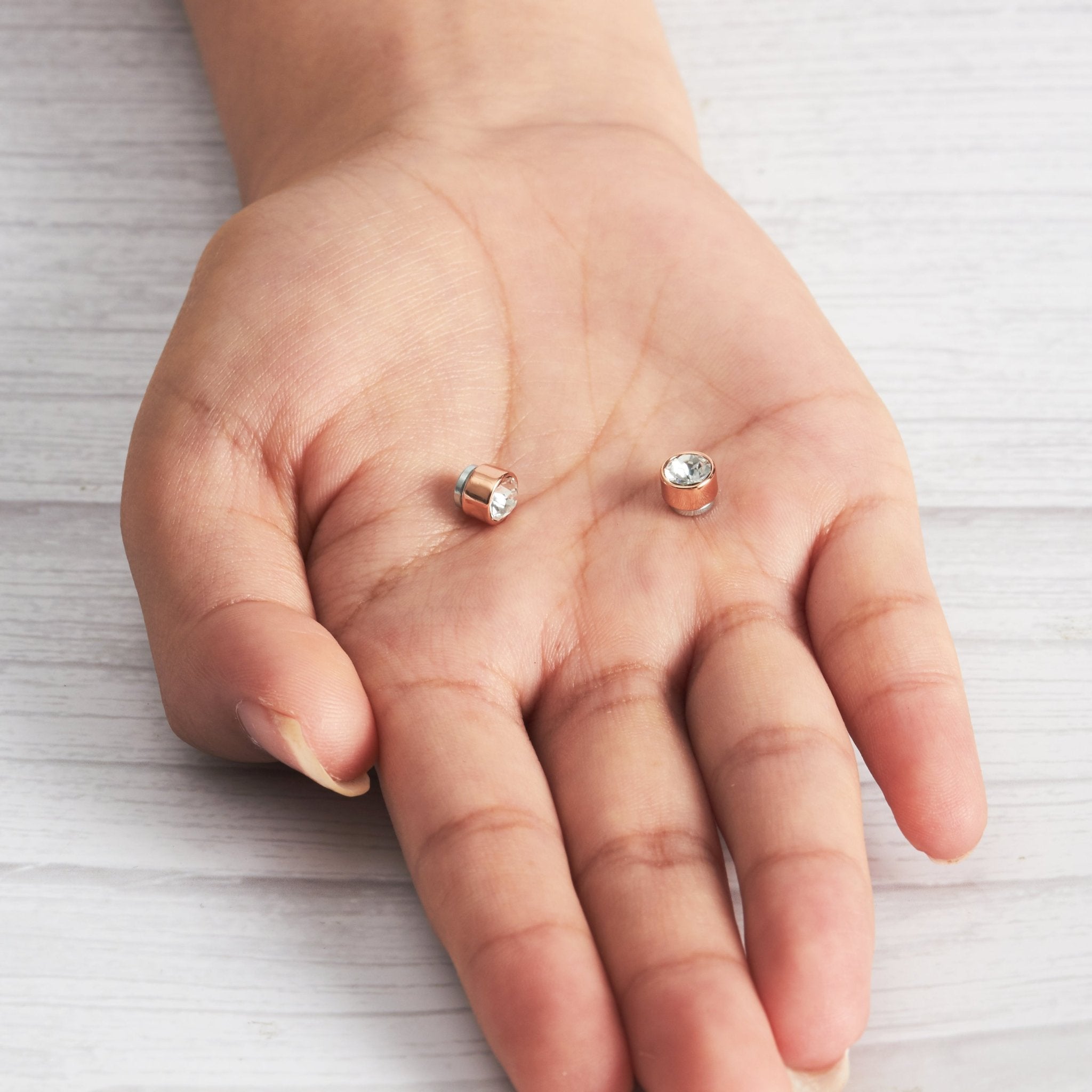 Rose Gold Plated 6mm Magnetic Clip On Earrings Created with Zircondia® Crystals