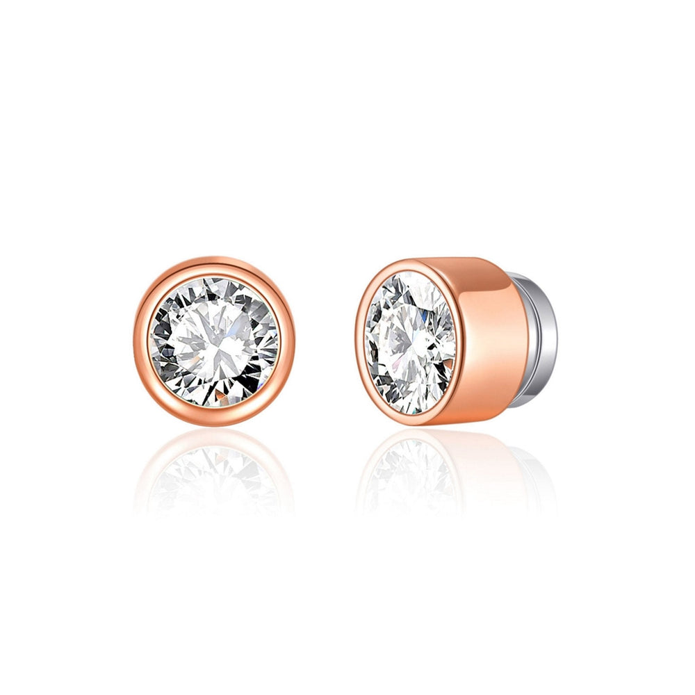 Rose Gold Plated 6mm Magnetic Clip On Earrings Created with Zircondia® Crystals