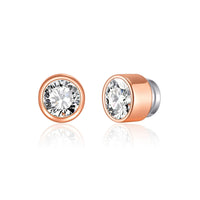 Rose Gold Plated 6mm Magnetic Clip On Earrings Created with Zircondia® Crystals