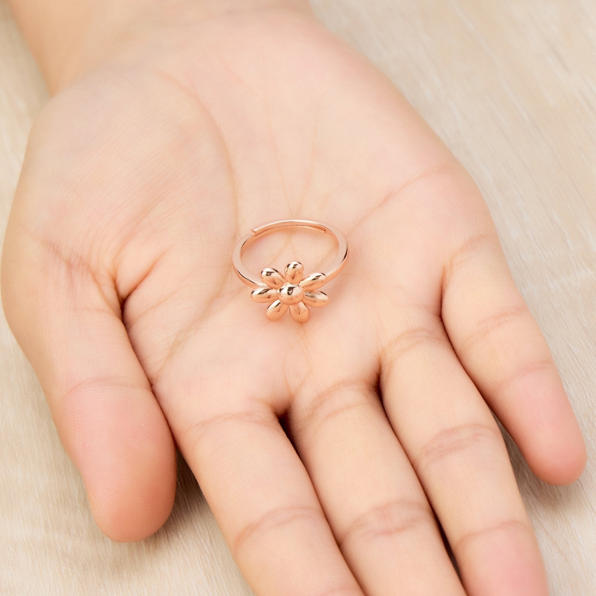 Rose Gold Plated Adjustable Daisy Ring