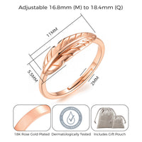 Rose Gold Plated Adjustable Feather Ring