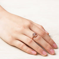 Rose Gold Plated Adjustable Tree of Life Ring Created with Zircondia® Crystals