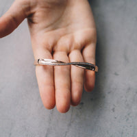 Rose Gold Plated Arc Bangle Created with Zircondia® Crystals (7 Inch)