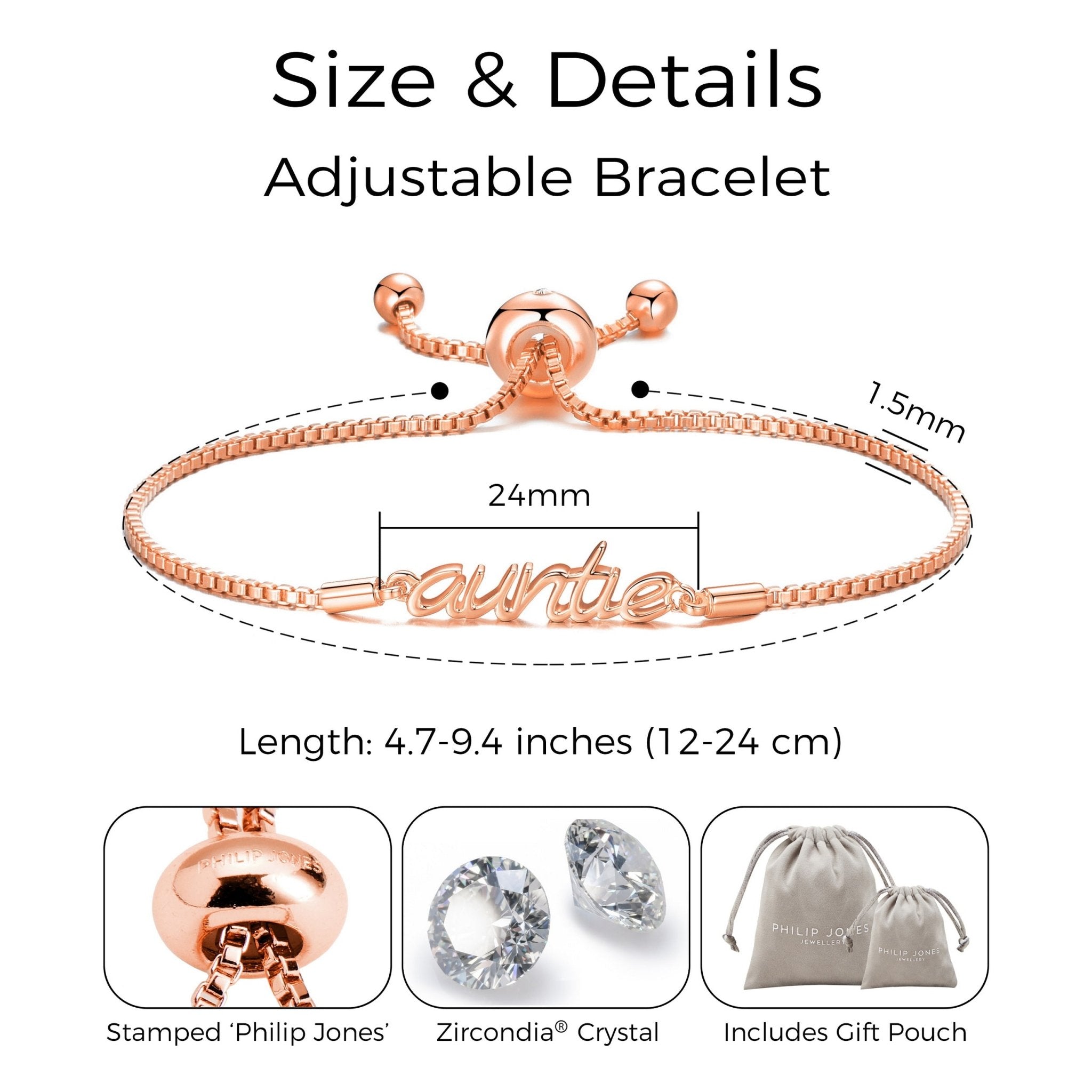 Rose Gold Plated Auntie Bracelet Created with Zircondia® Crystals