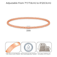 Rose Gold Plated Beaded Stretch Bracelet