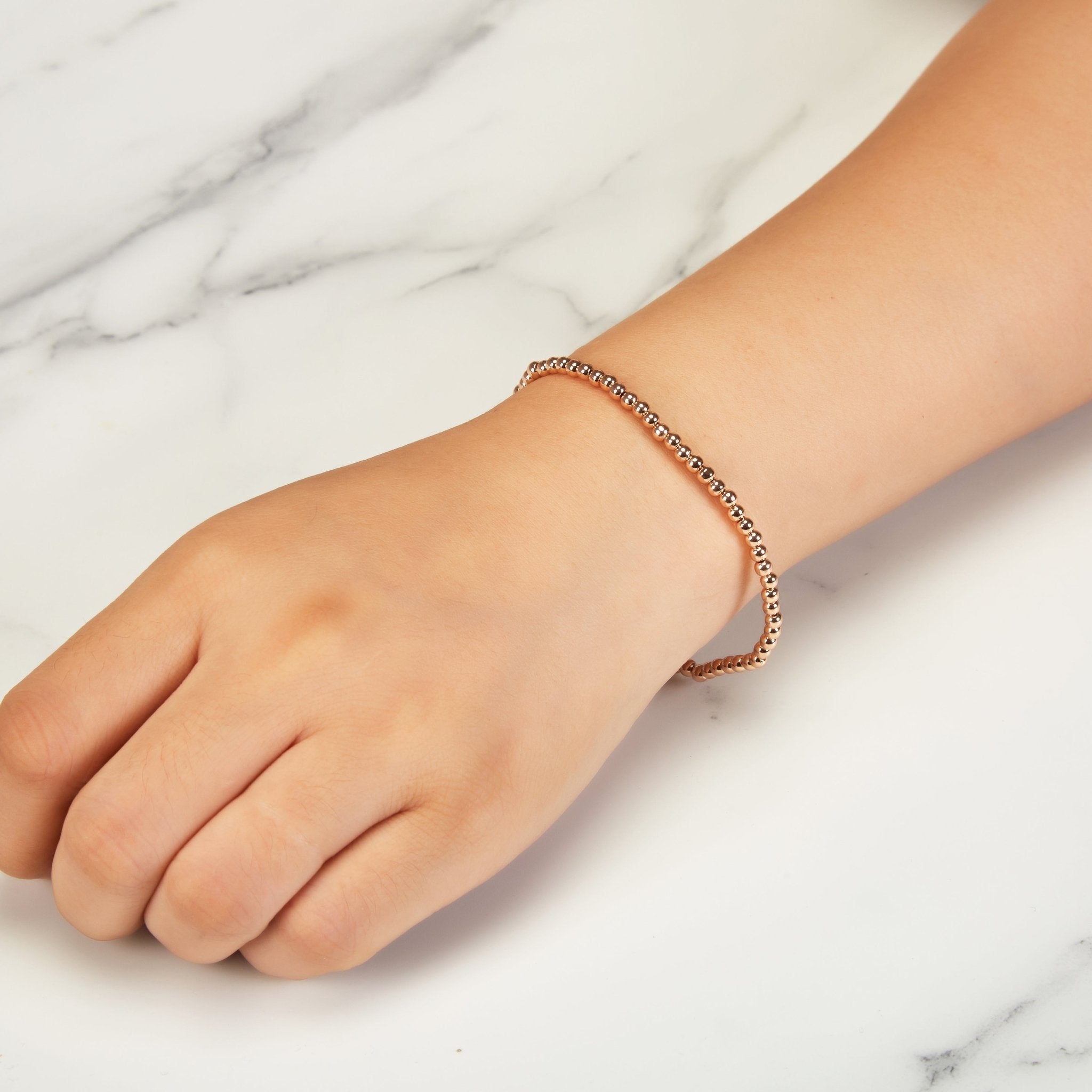 Rose Gold Plated Beaded Stretch Bracelet