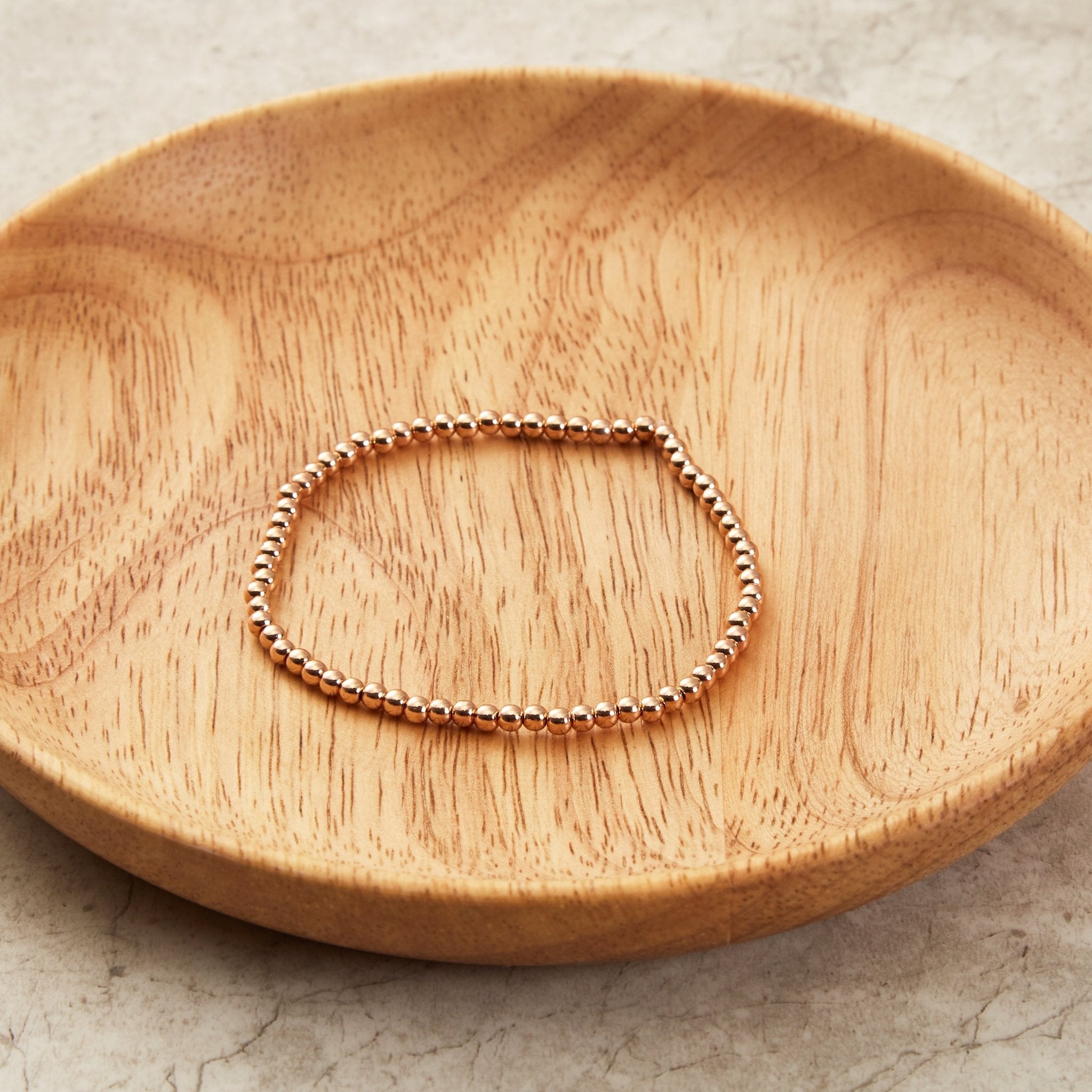 Rose Gold Plated Beaded Stretch Bracelet