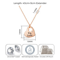 Rose Gold Plated Big Sister Heart Necklace Created with Zircondia® Crystals