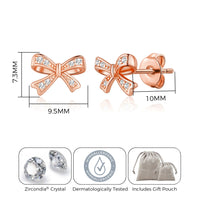 Rose Gold Plated Bow Earrings Created with Zircondia® Crystals
