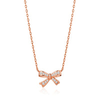 Rose Gold Plated Bow Necklace Created with Zircondia® Crystals