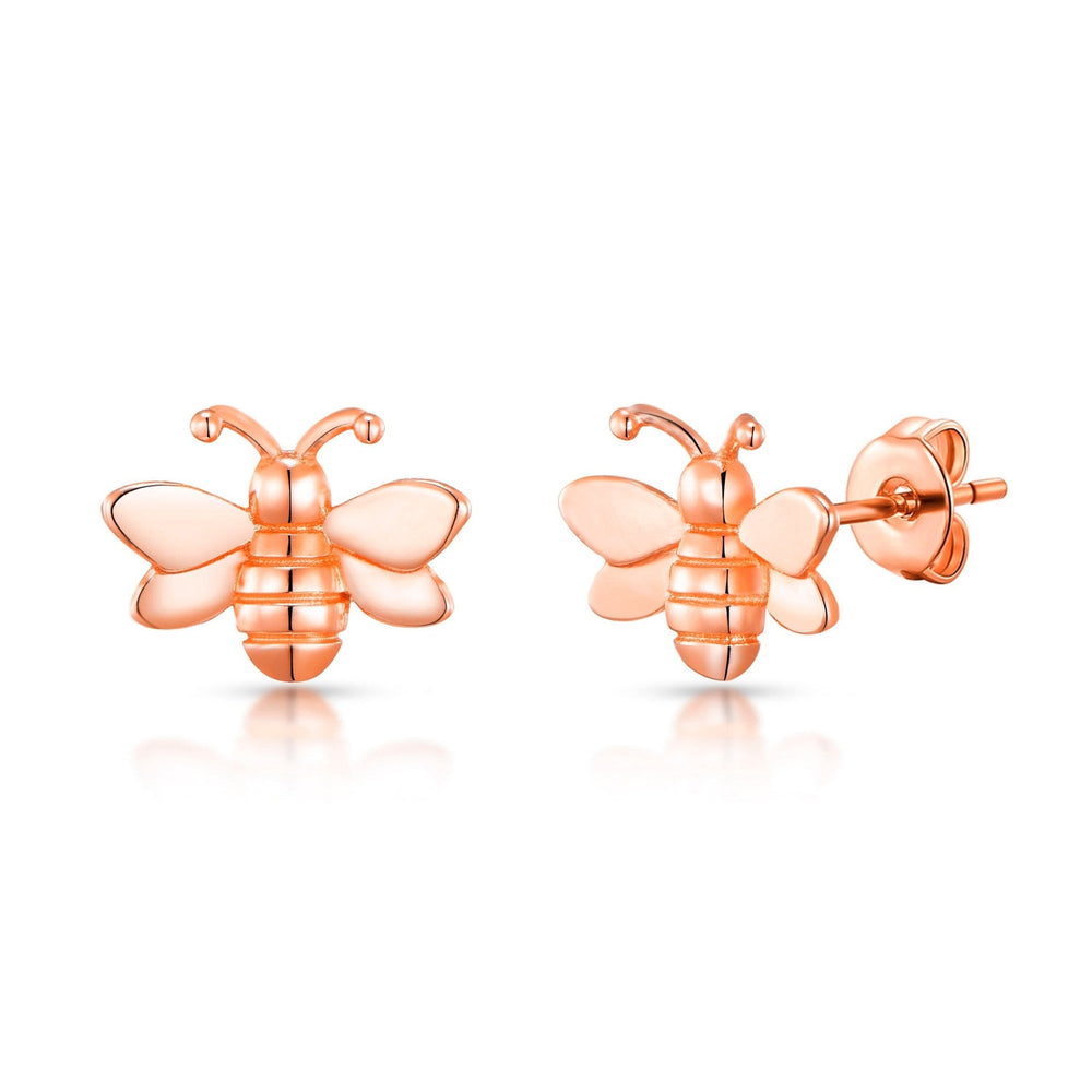 Rose Gold Plated Bumble Bee Earrings