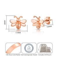 Rose Gold Plated Bumble Bee Earrings