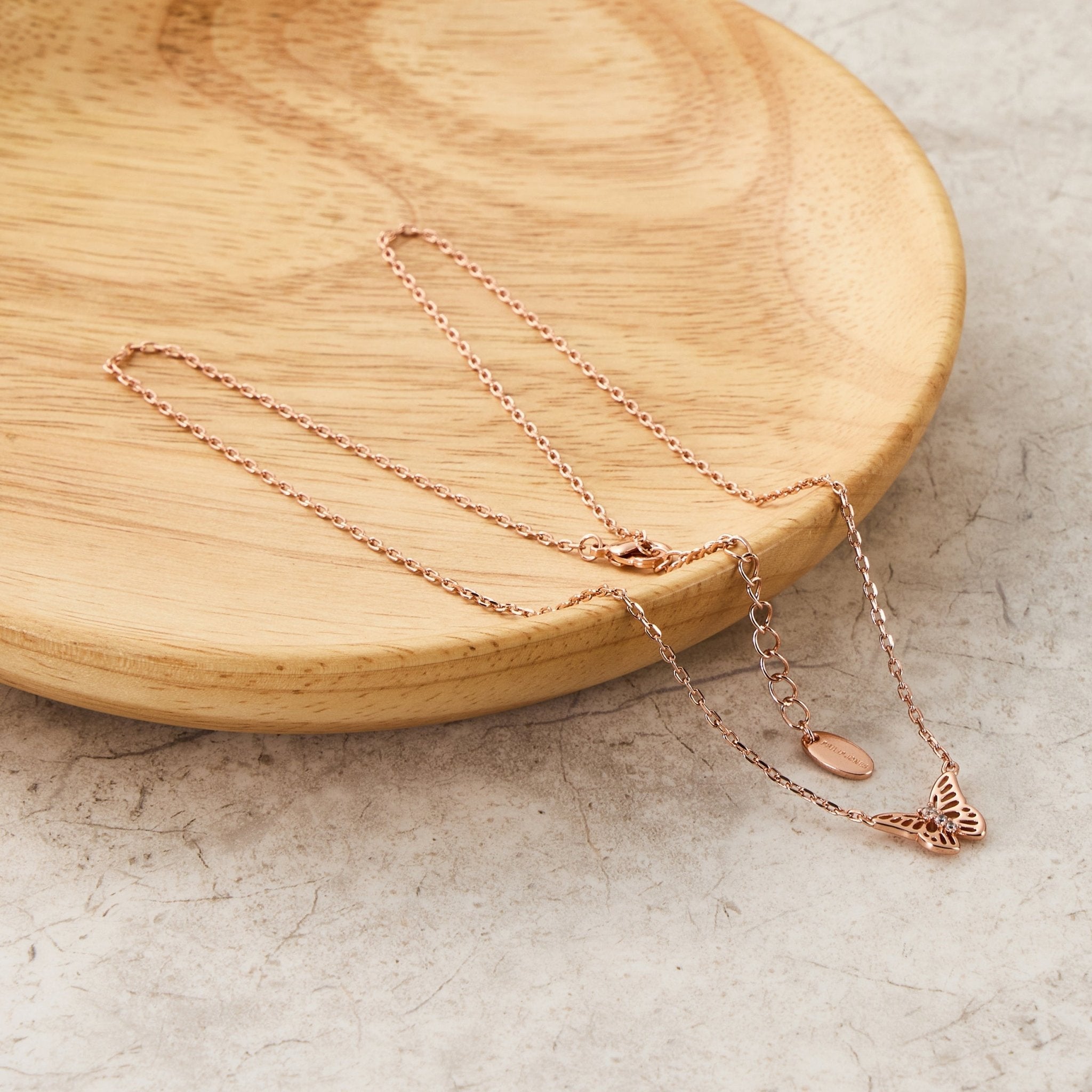 Rose Gold Plated Butterfly Necklace Created with Zircondia® Crystals