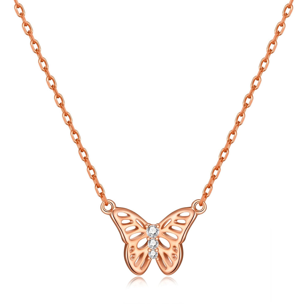Rose Gold Plated Butterfly Necklace Created with Zircondia® Crystals