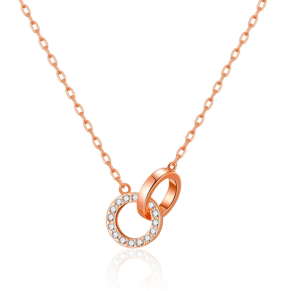 Rose Gold Plated Circle Link Necklace Created with Zircondia® Crystals