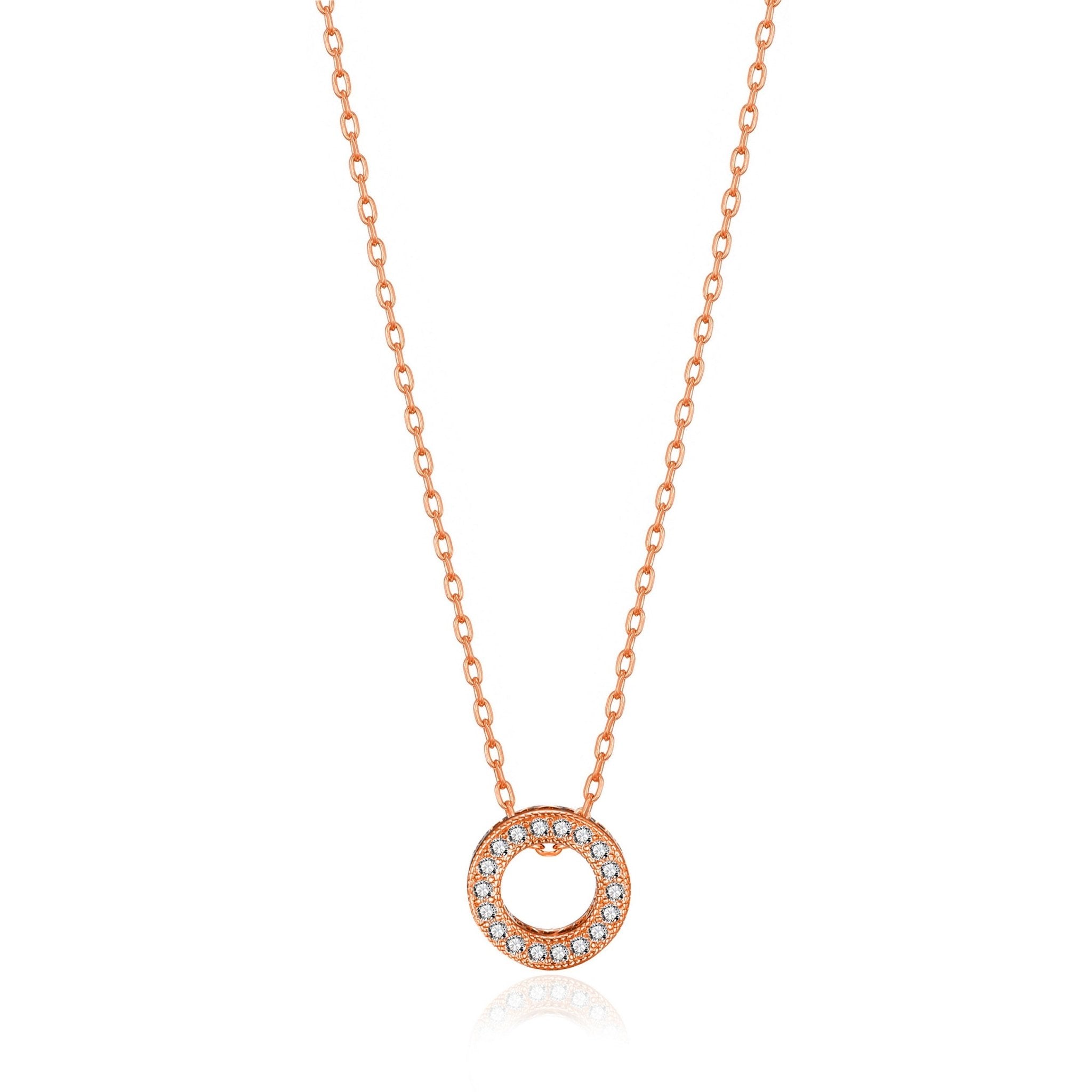 Rose Gold Plated Circle of Life Necklace Created with Zircondia® Crystals