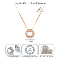 Rose Gold Plated Circle of Life Necklace Created with Zircondia® Crystals