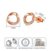 Rose Gold Plated Circle Twist Earrings Created with Zircondia® Crystals