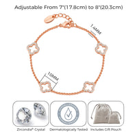 Rose Gold Plated Clover Bracelet Created with Zircondia® Crystals