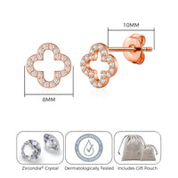 Rose Gold Plated Clover Earrings Created with Zircondia® Crystals