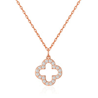 Rose Gold Plated Clover Necklace Created with Zircondia® Crystals