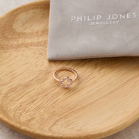 Rose Gold Plated Clover Ring Created with Zircondia® Crystals