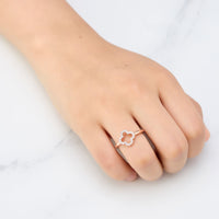 Rose Gold Plated Clover Ring Created with Zircondia® Crystals